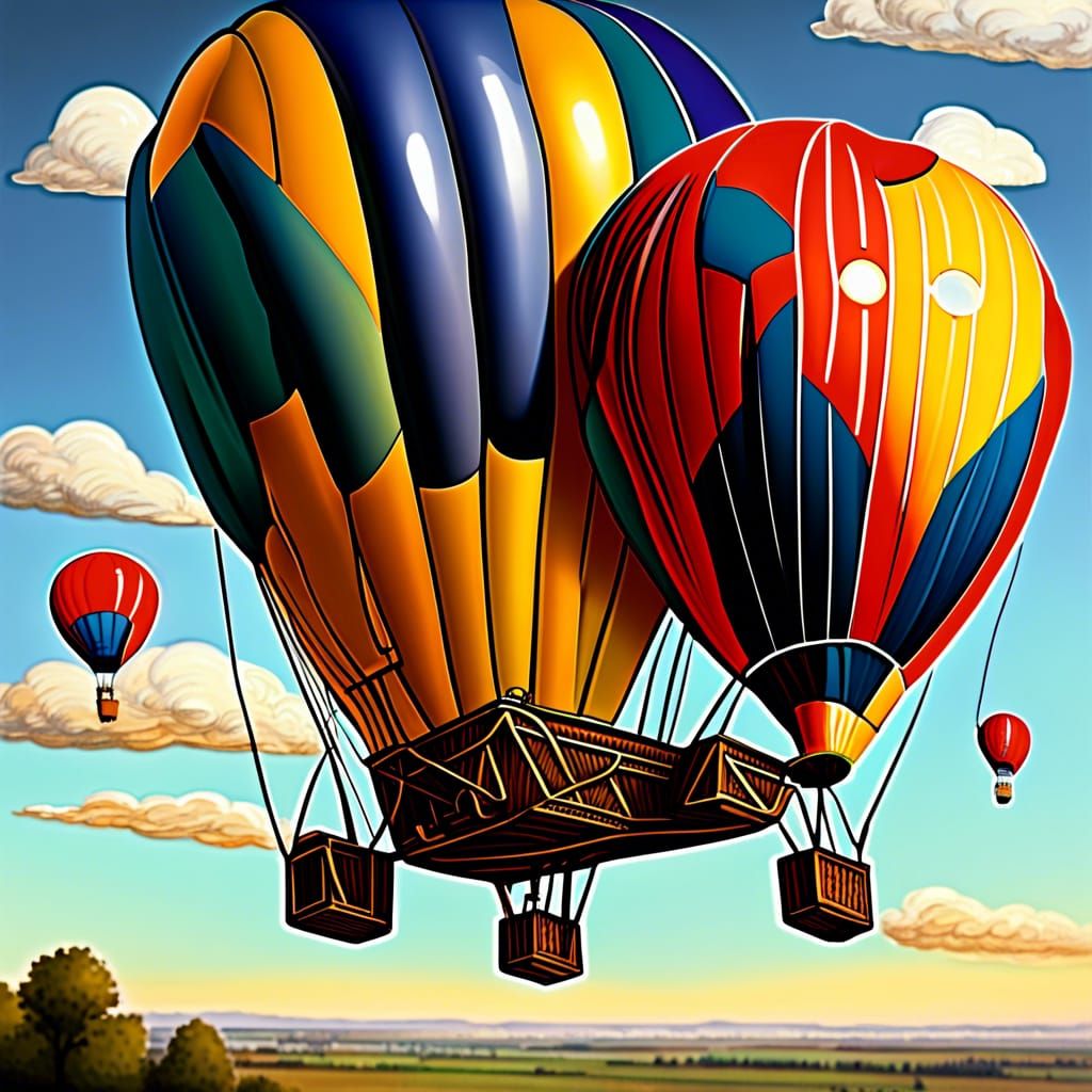 Detailed Balloon Aircraft in 19th Century Style