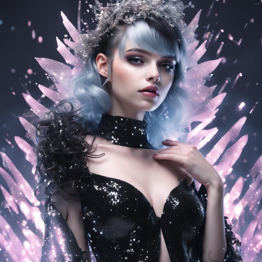 Glittercore Angel: A Beautiful Young Woman's Portrait