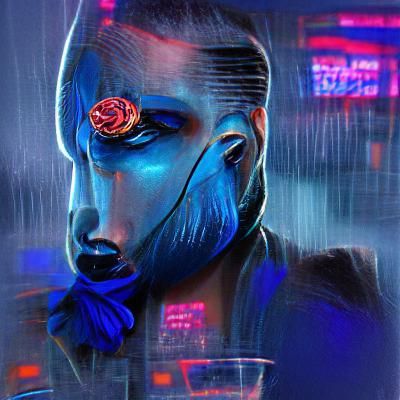 Cyberpunk Blue Rose in Neon Light