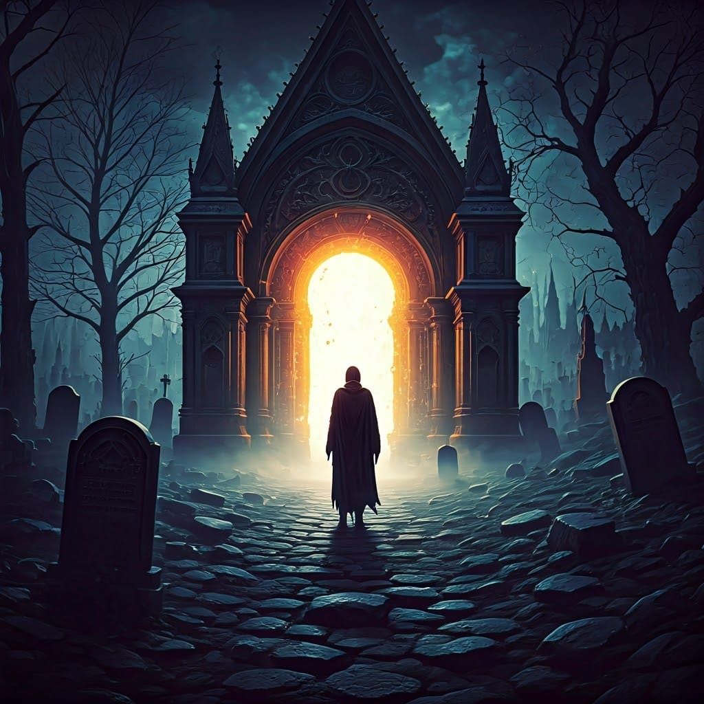 Mystical Graveyard Portal in Dark Fantasy Style