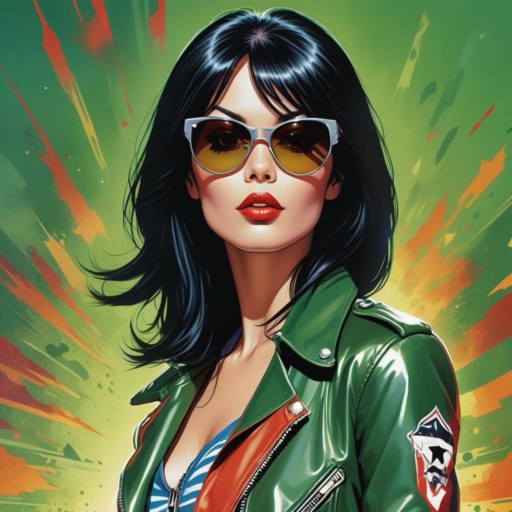 Female Rock Star Portrait in Comic Book Art