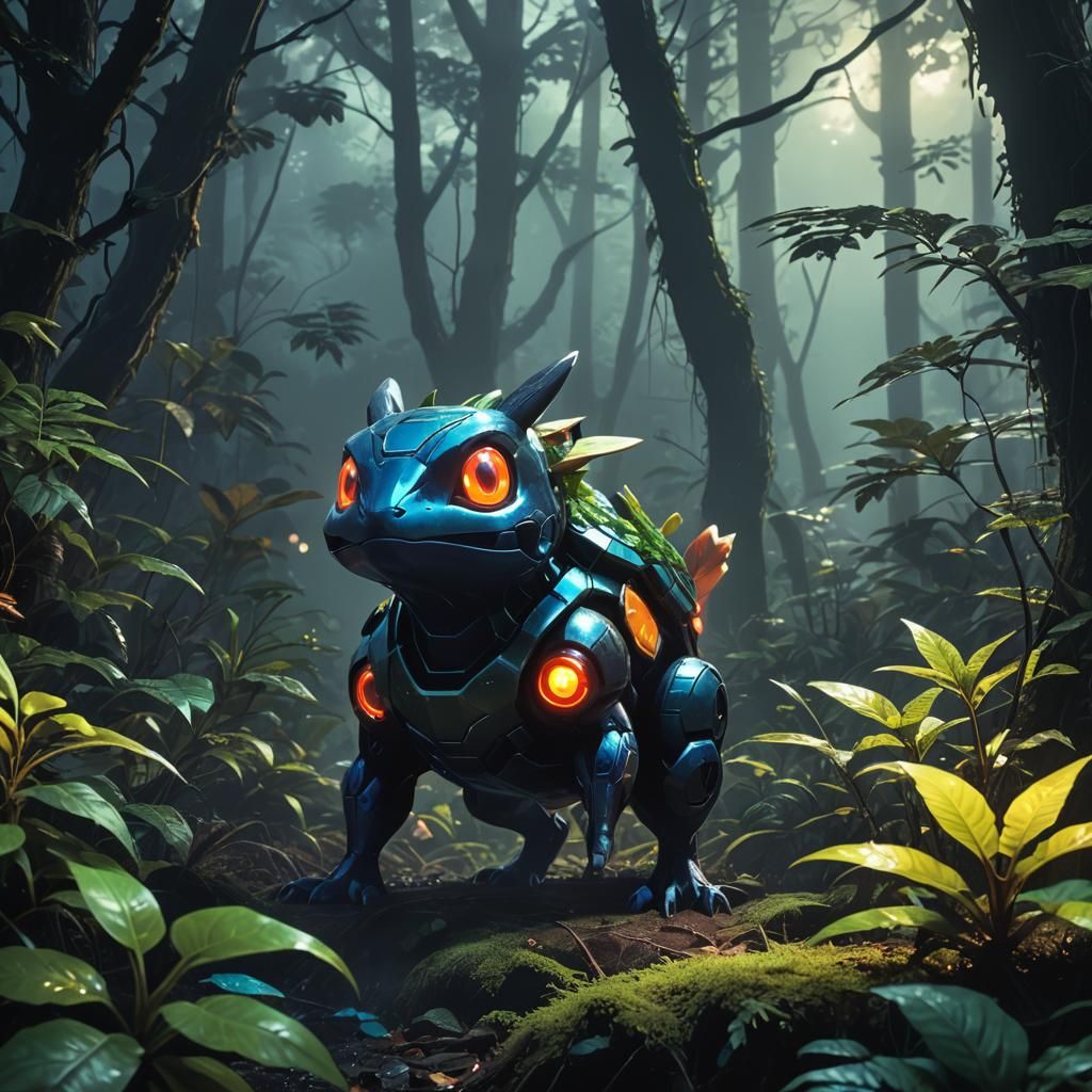 Pokemon in Misty Forest: Sci-Fi Concept Art
