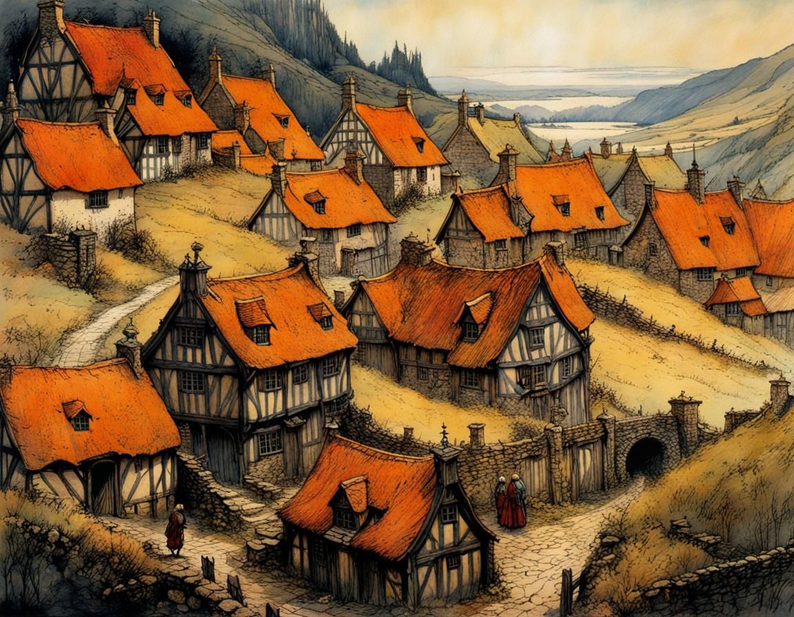 Mysterious Medieval Scottish Village at Night