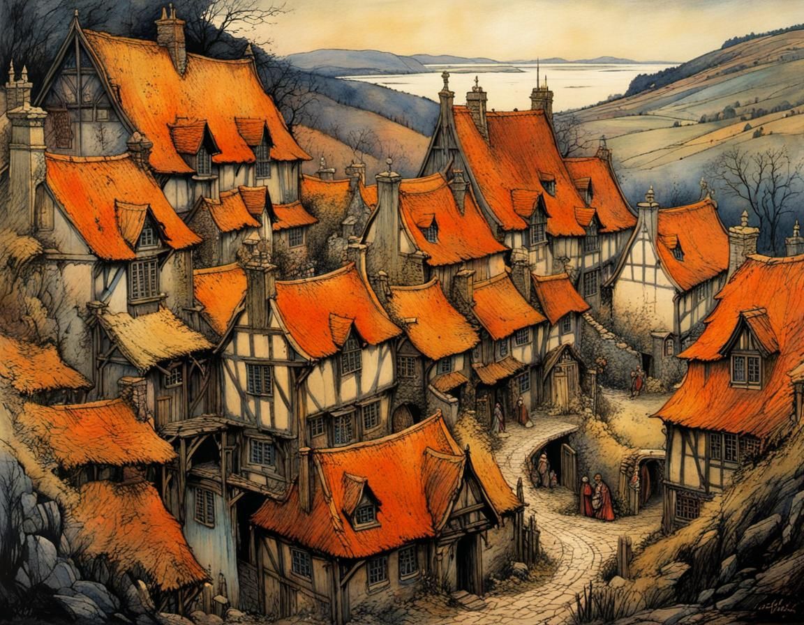 Mysterious Medieval Scottish Village at Night