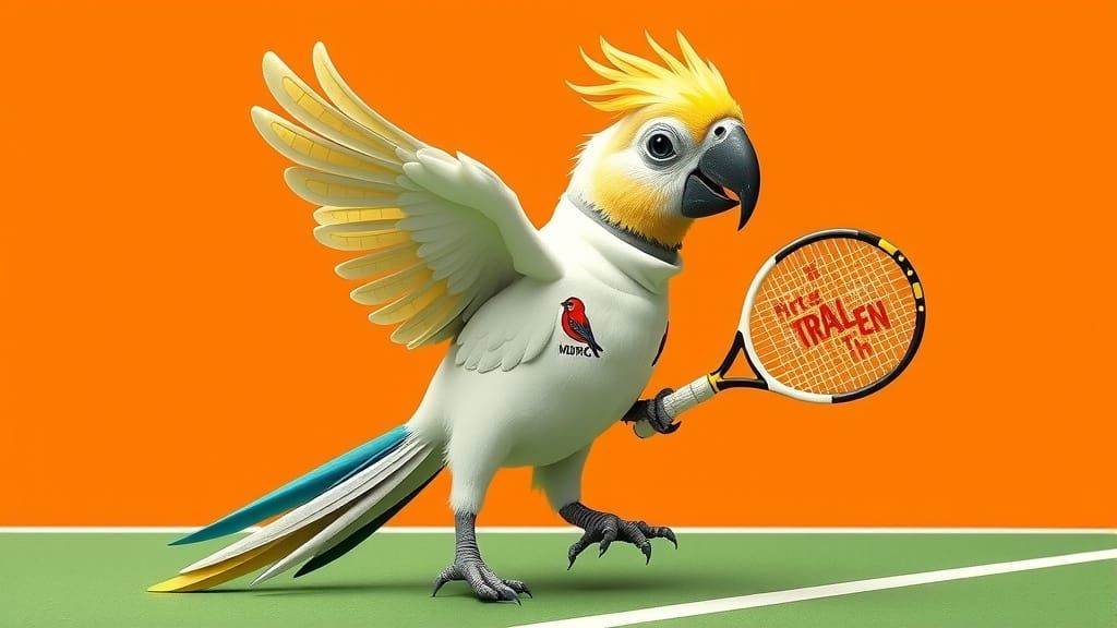 Parrot Tennis Champion at Whimsical Wimbledon Finals