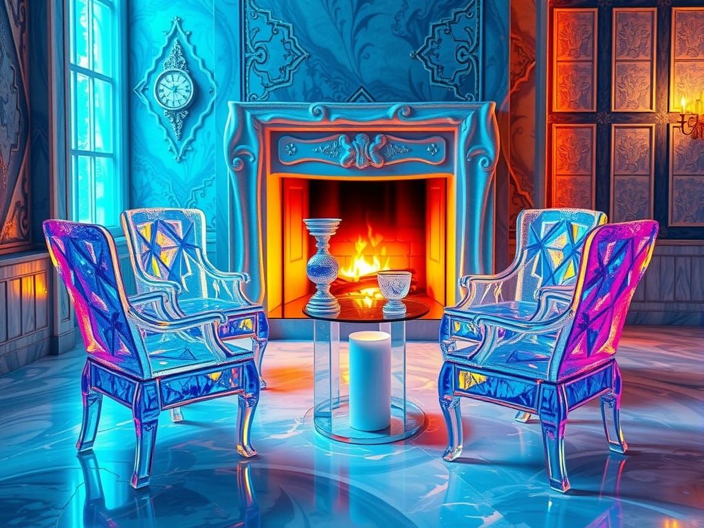 Frozen Moment of Elegant Elegance in Vibrant Crystalline Sty...