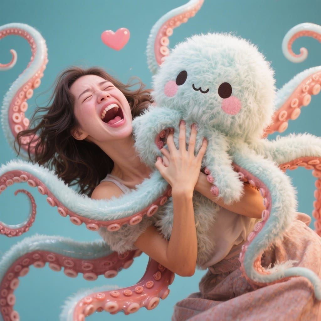 Cute Woman Endures Ticklish Tentacle Attack