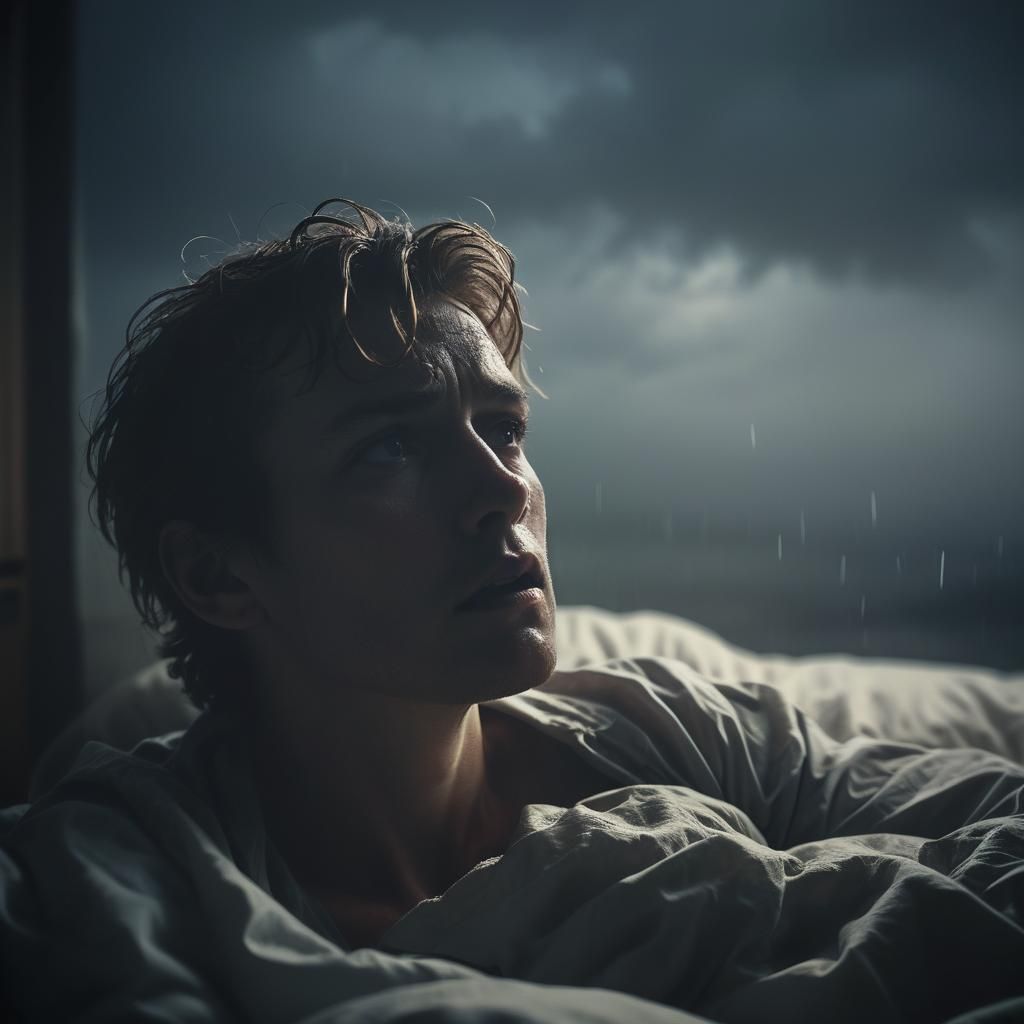 Moody Awakening: Cinematic Film Still of Stormy Morning