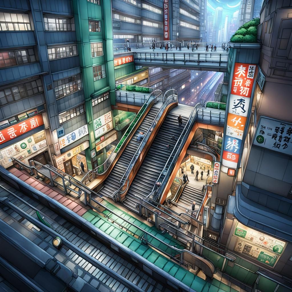 Tokyo Subway Portal to Another World in Anime Style