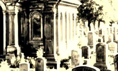 Ethereal Vintage Cemetery Landscape in Moody, Cinematic Styl...