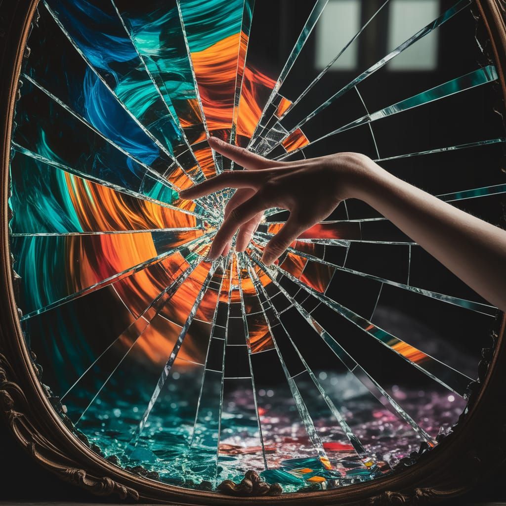 Shattered Mirror Reflecting Kaleidoscopic Visions