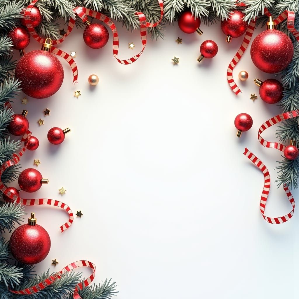 Enchanting Christmas Baubles Wallpaper in Matte Painting Sty...