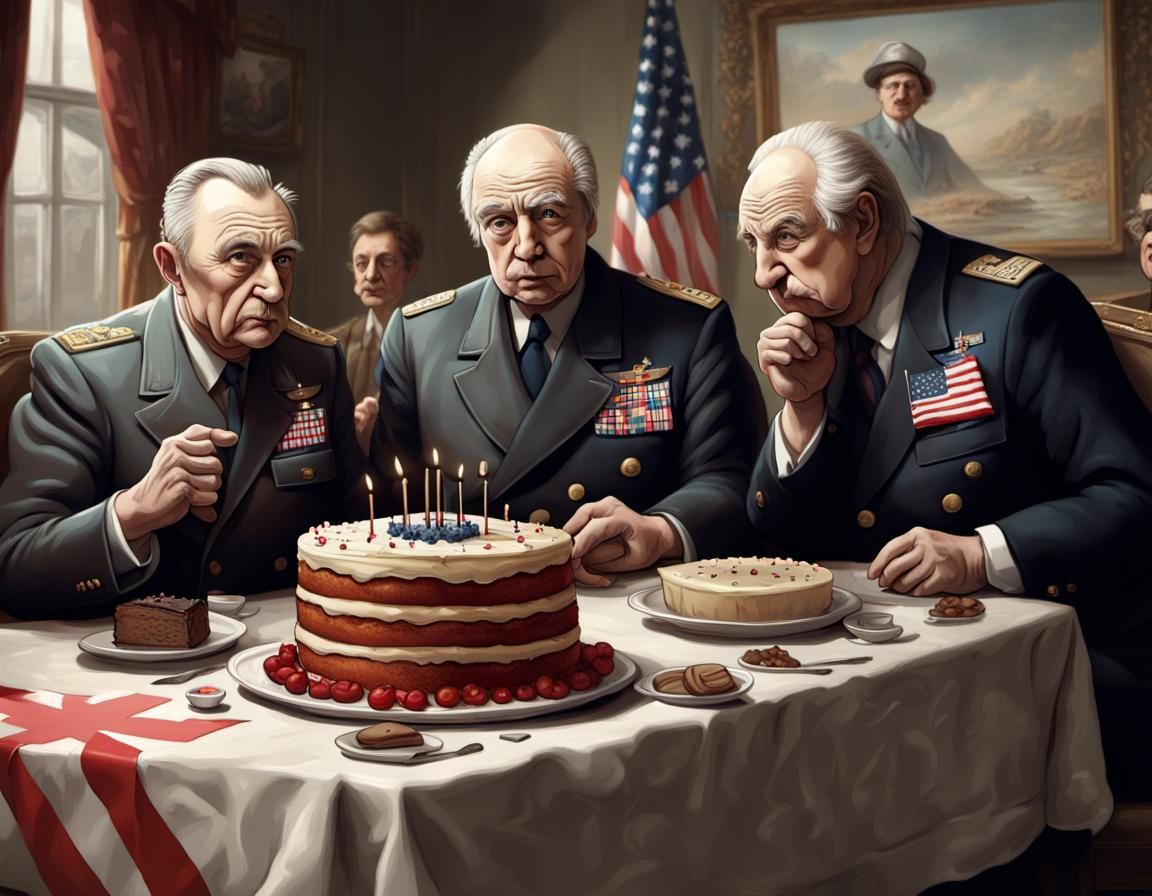 Humorous Yalta Conference Parody in 3D Style