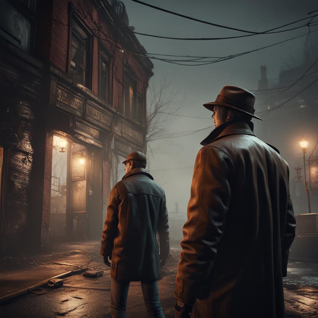 Detective in Silent Hill: Detailed Matte Painting