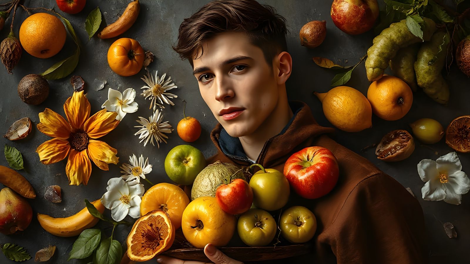 man with fruits