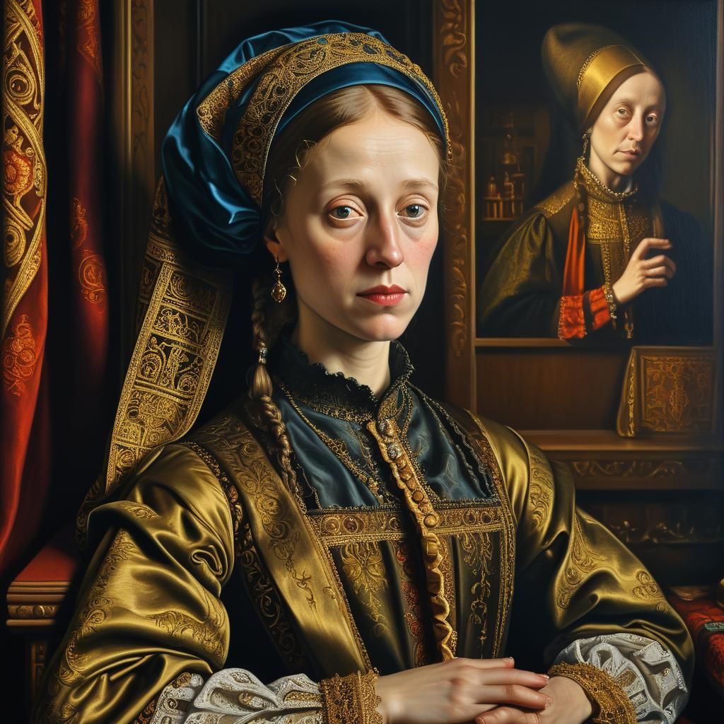 Édith Piaf in Jan van Eyck Style Painting