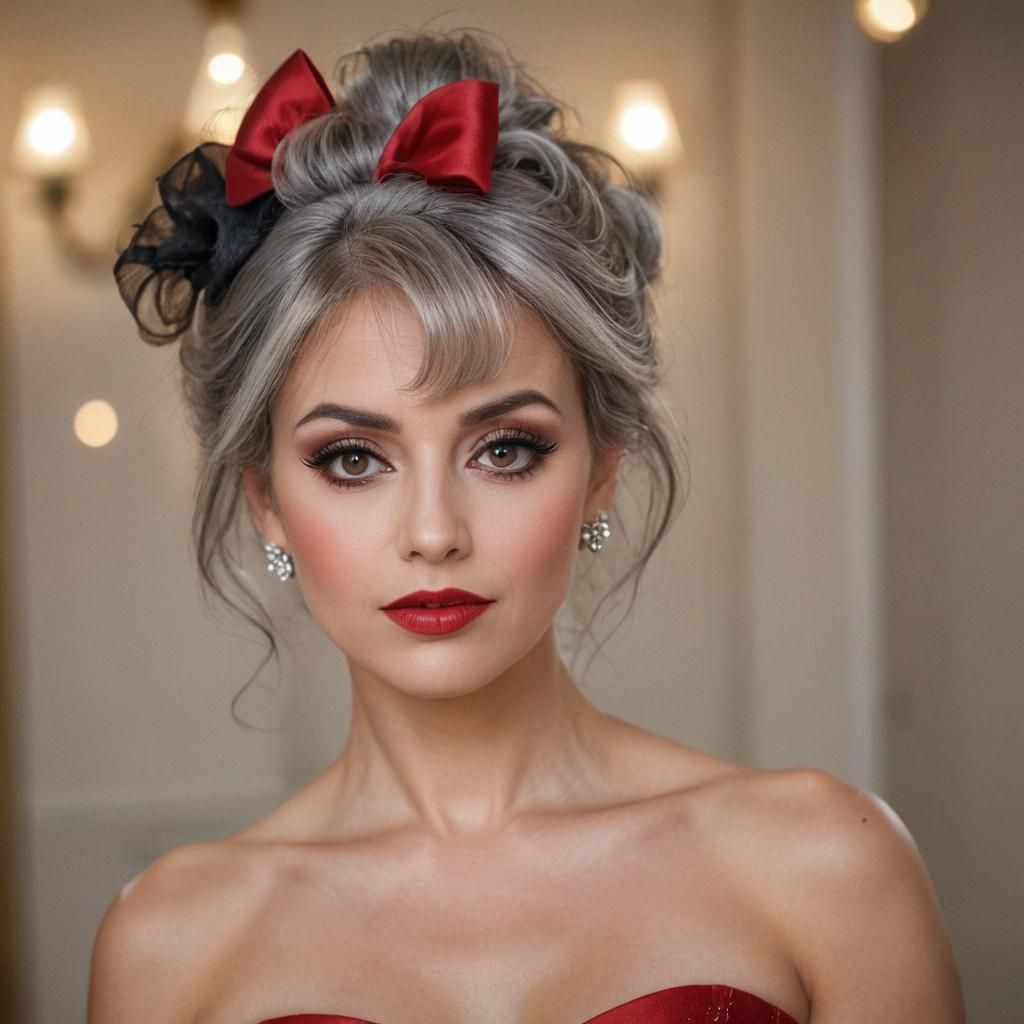 Stunning Woman with Red Lipstick in Professional Photo