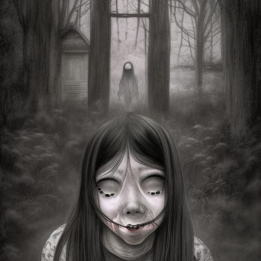 Creepy Girl in Haunted House, Junji Ito Style