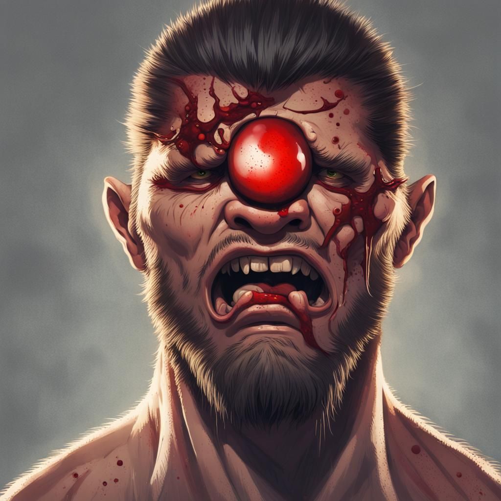 Fearsome Cyclops Roaring in Rage: Head and Shoulders Portrai...