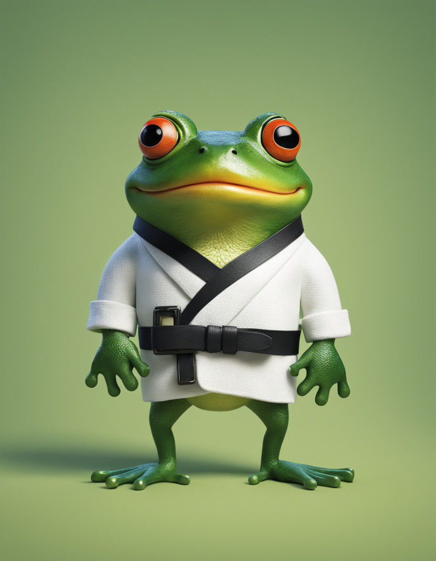 Charming Cartoon Frog Sidekick in Vibrant Pixar Style