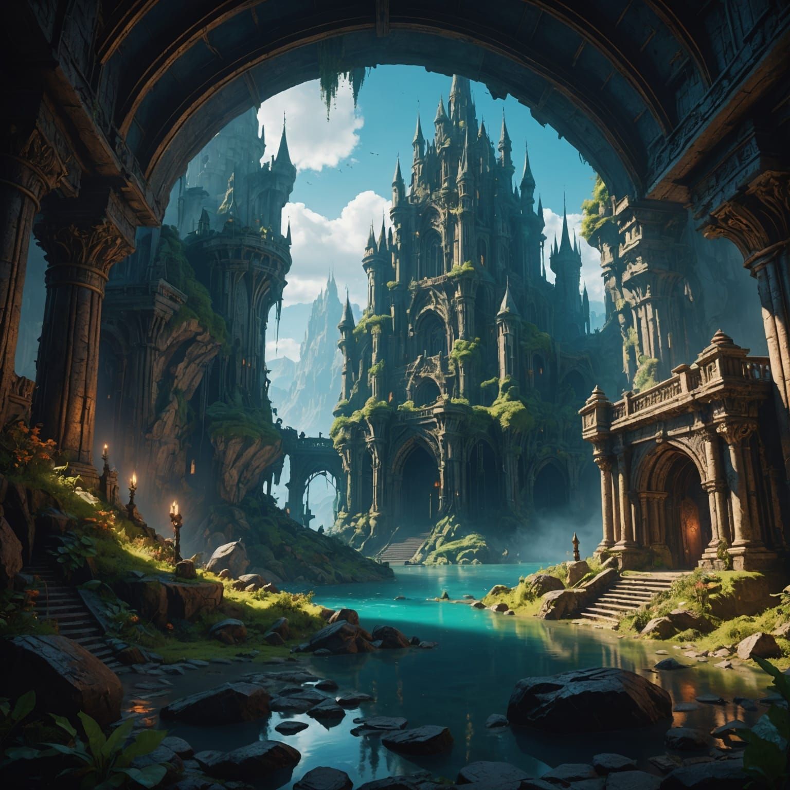 Fantastical Underworld: Detailed Matte Painting