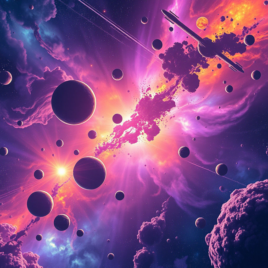 Vibrant Galaxy of Planets in Dreamlike Matte Painting