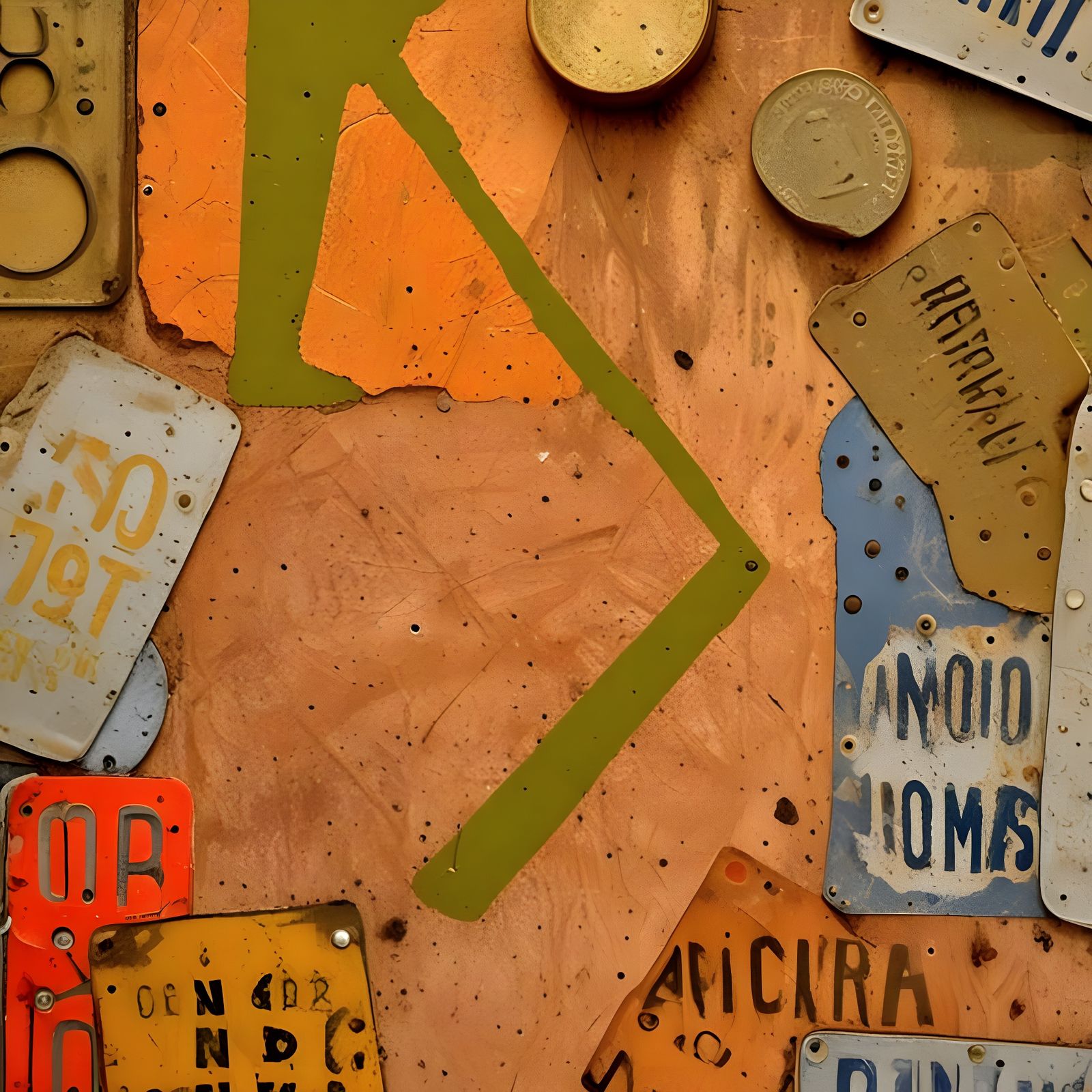 Reclaimed Metal Collage in Vibrant Hues