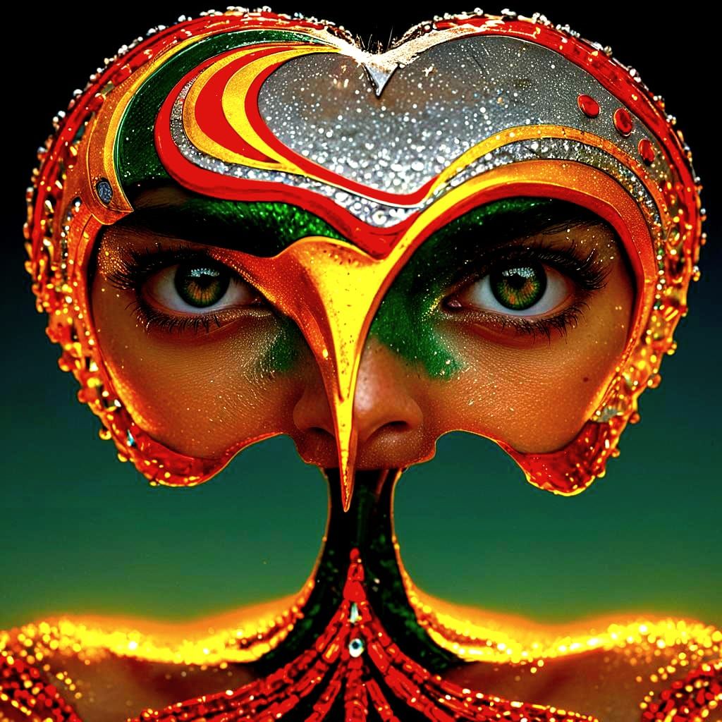 Vibrant Cinematic Portrait with Gold Jewelry in Baroque Styl...