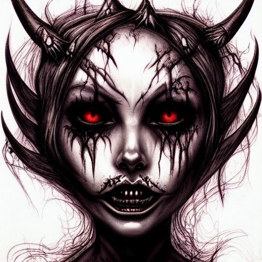 Hyperdetailed Lilith Demon in Dark Horror Art