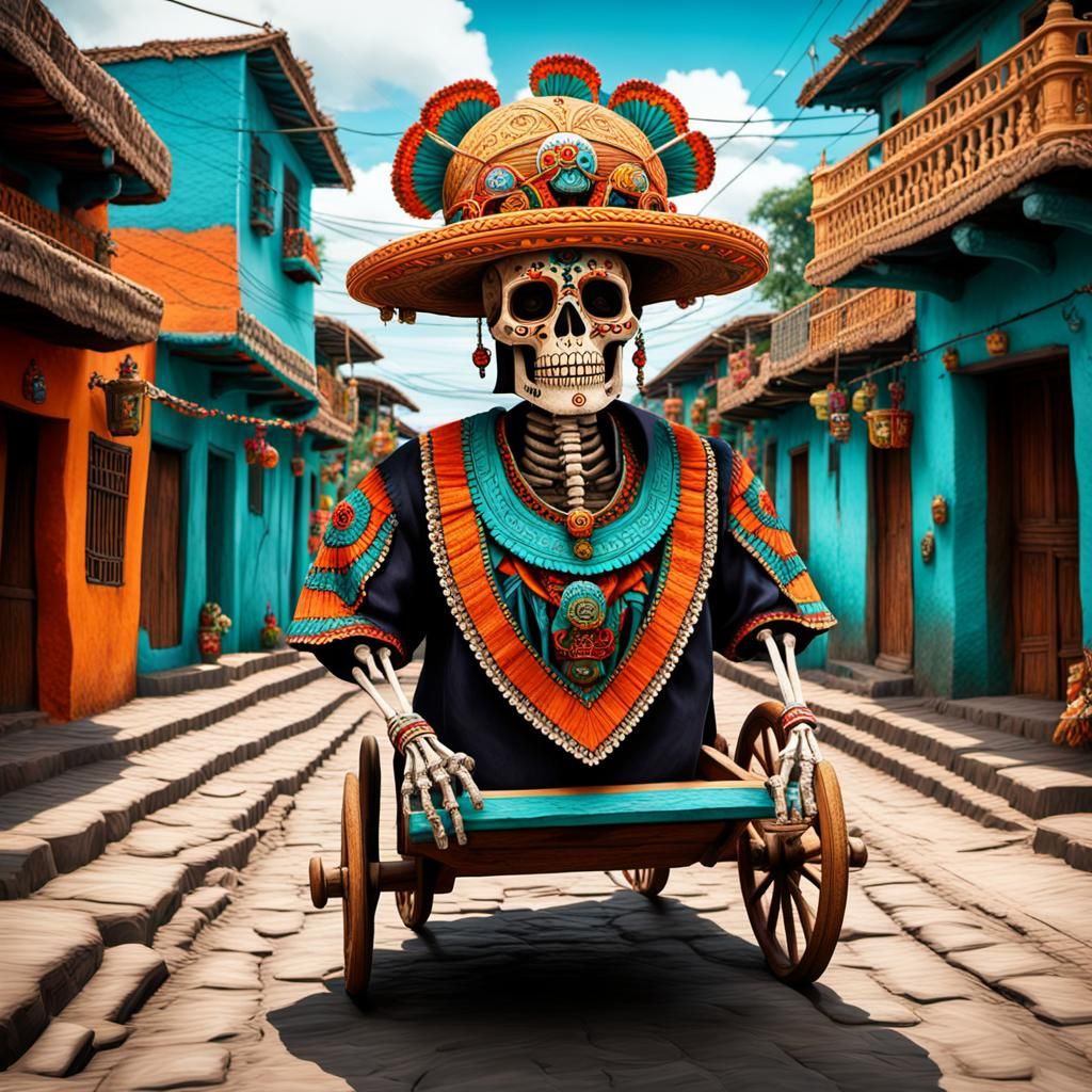 Calavera Rides Through Ancient Nicaragua, Fantasy Concept Ar...
