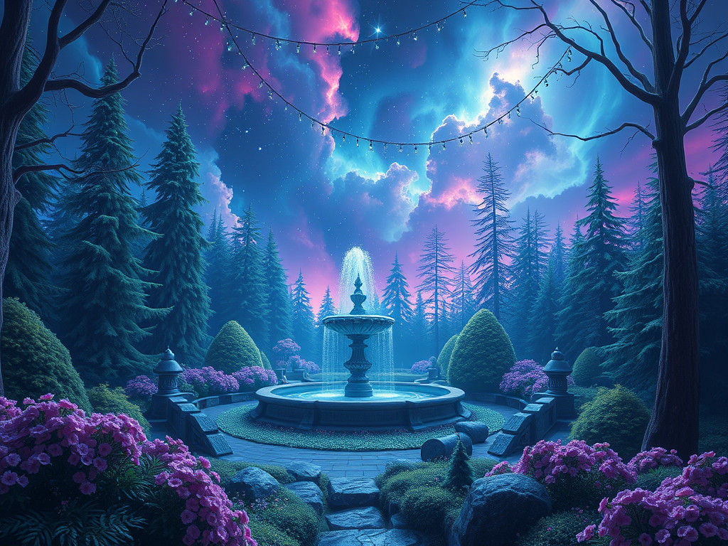 Neon Nebula Flowers: Ultrarealistic Nature Scene