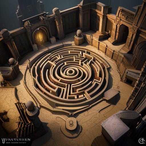 Intricate Labyrinth: A Detailed Fantasy Concept Art