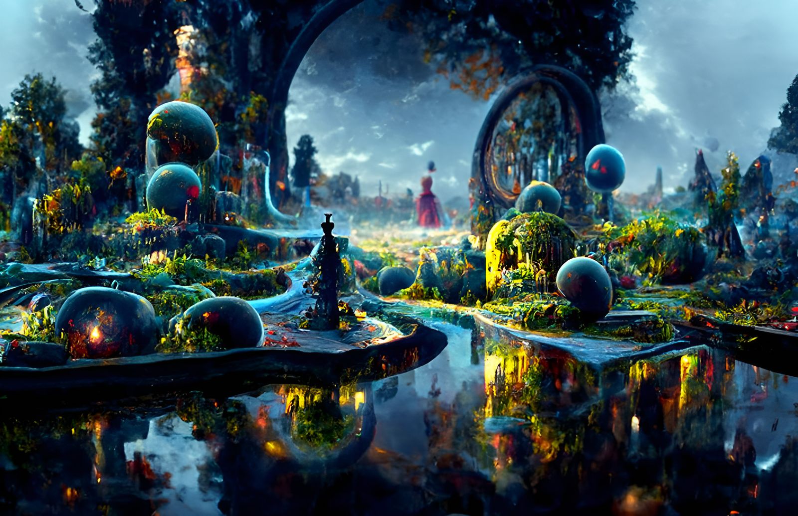Alice in Wonderland Landscape in Hyperreal Digital Style