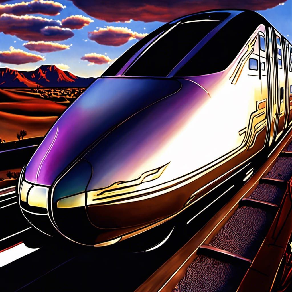 Futuristic Jugendstil Monorail Streetcar Breaking Sound Barr...