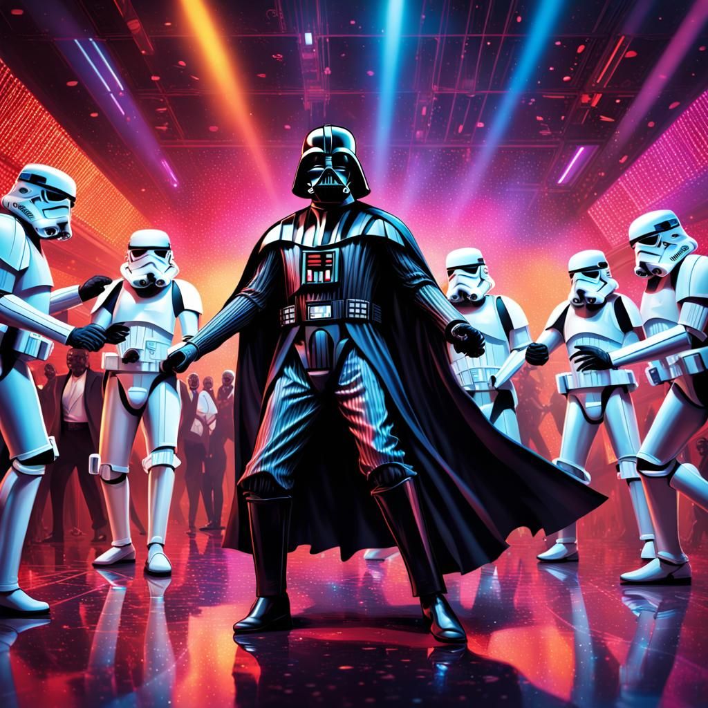 Darth Vader Disco Dance: Hyperrealistic Star Wars Art