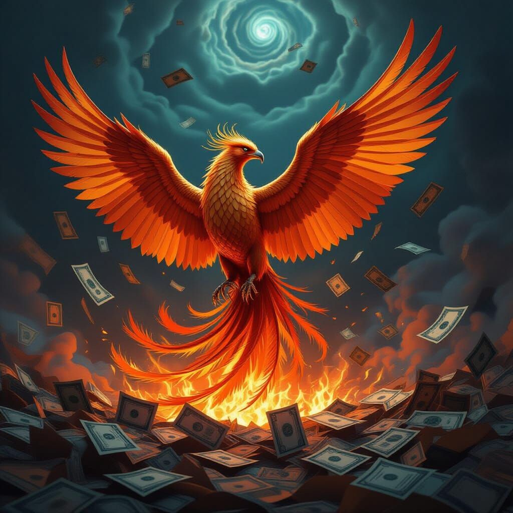 Phoenix Rises from Banknote Ashes in Opulent Style