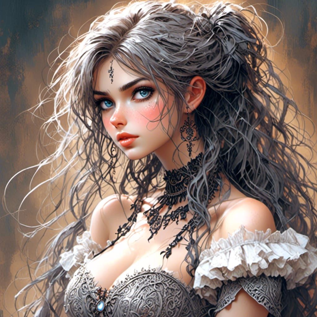 Beautiful Woman with Slinky Dress, Photorealistic Style