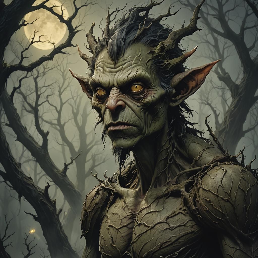 Handsome Goblin Portrait in Dark Fantasy Style