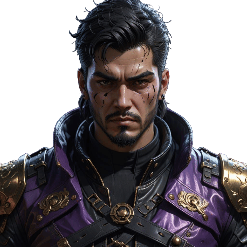 Cybernetic Pirate in Deep Purple and Gold