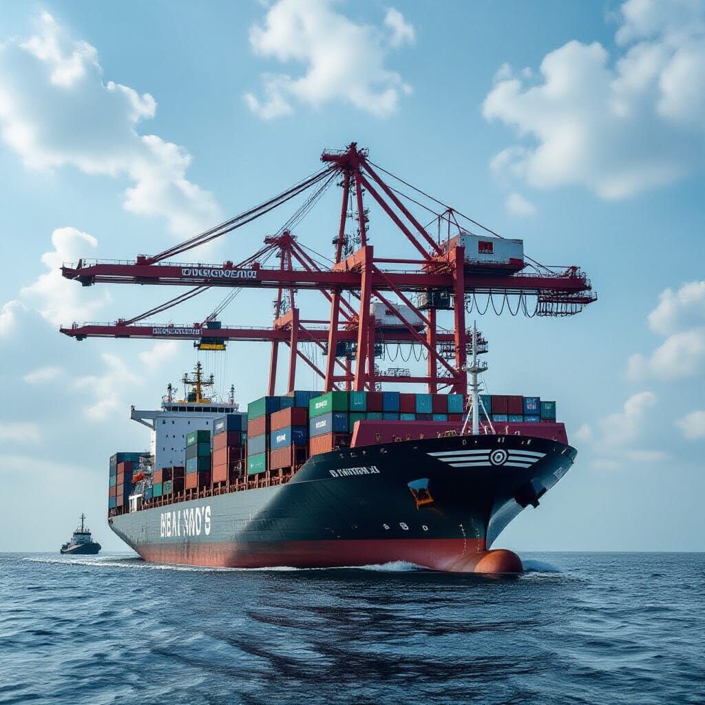 Colossal Crane Lifts Cargo Ship at Sea