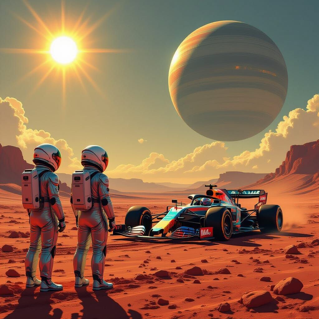 Astronauts Discover Colossal F1 Car on Alien Planet