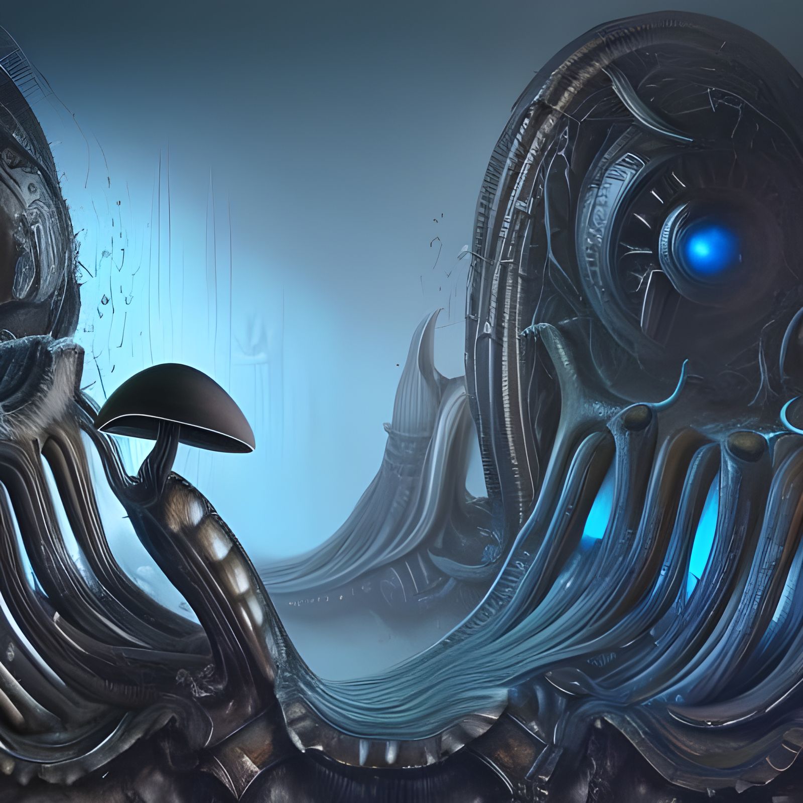 Surreal Kittens in a Mushroom, Detailed Matte Painting