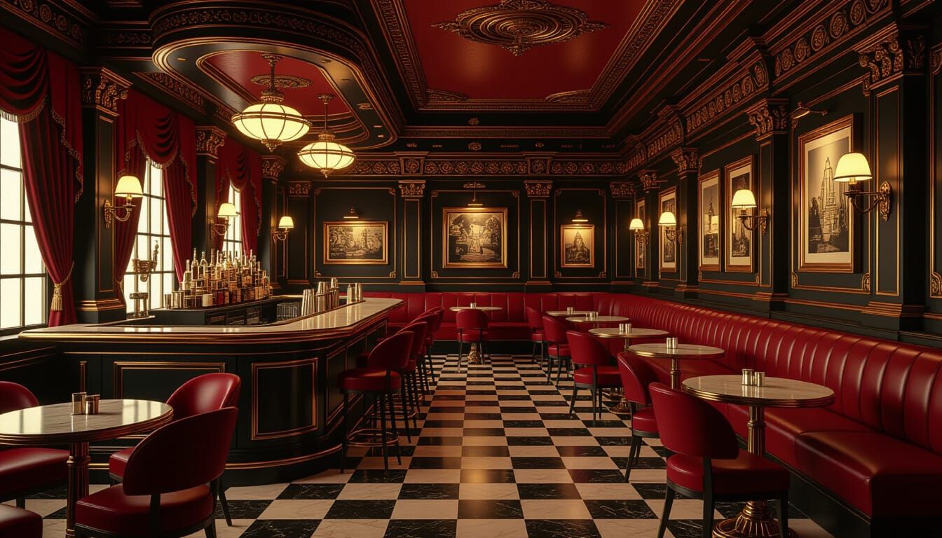 1920s Bar Interior in Matte Painting Style