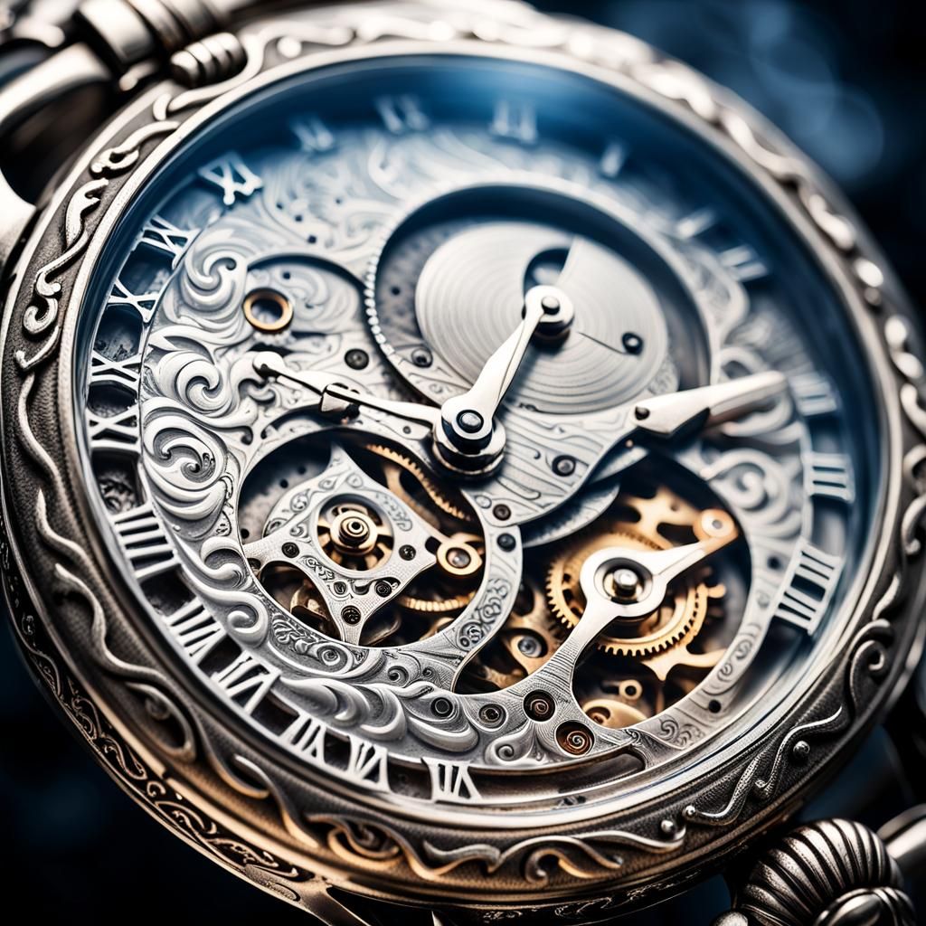 Antique Silver Watch Macro Photography in HDR