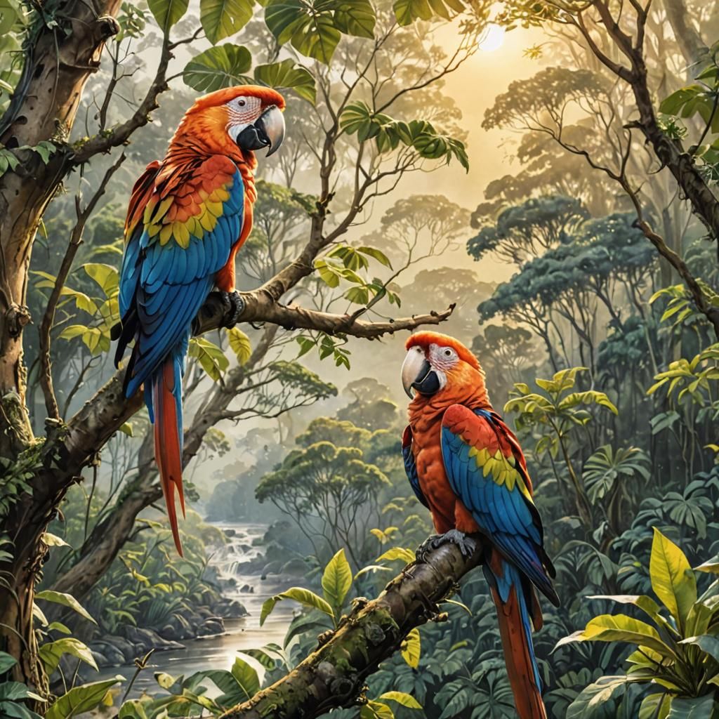 Rainforest River: Watercolor and Ink Fantasy Realism