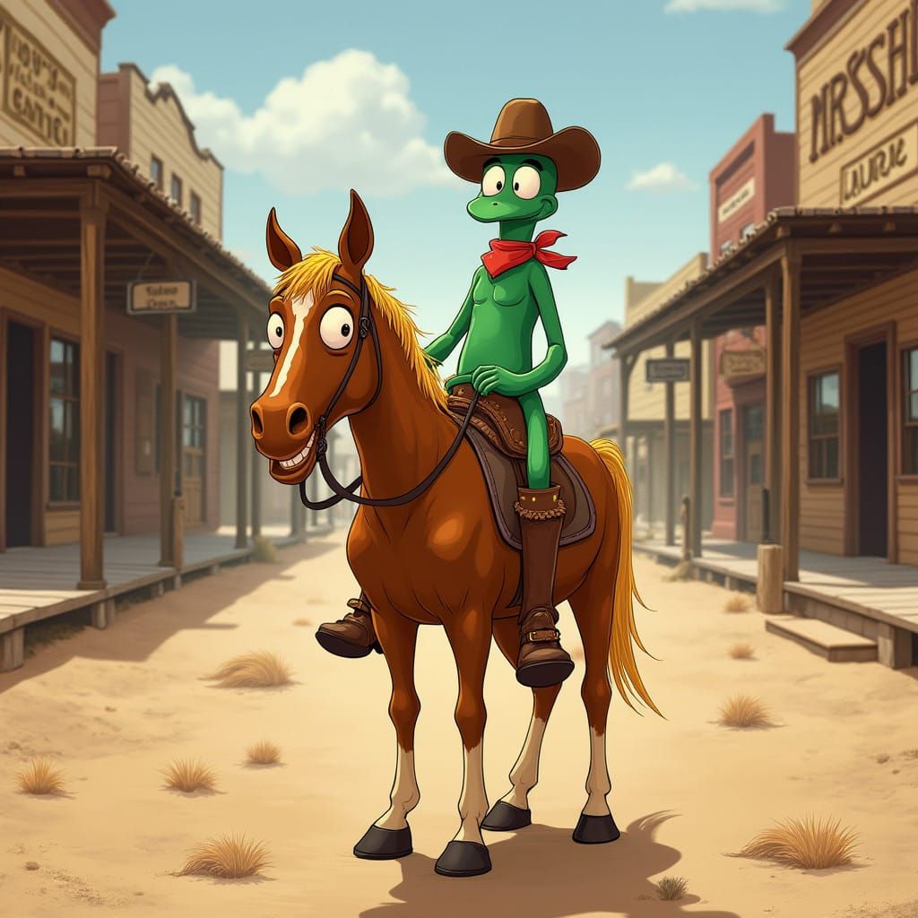Cowboy and His Faithful Companion in Vibrant Western Style