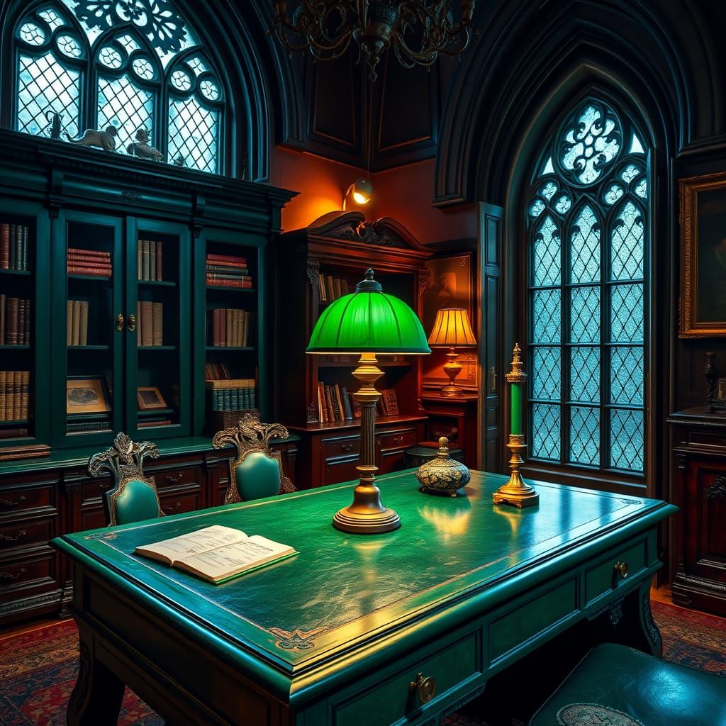 Emerald Gothic Study in Hyperrealistic Detail