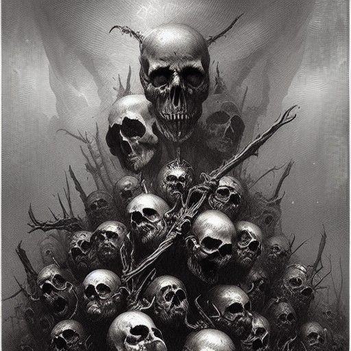 Horror Skulls in Dark Romanticism Style