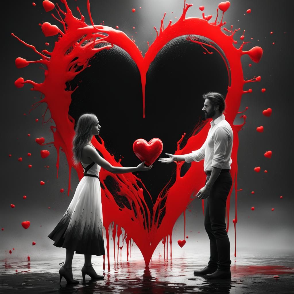 Heart in Red Splash Art for Valentine's