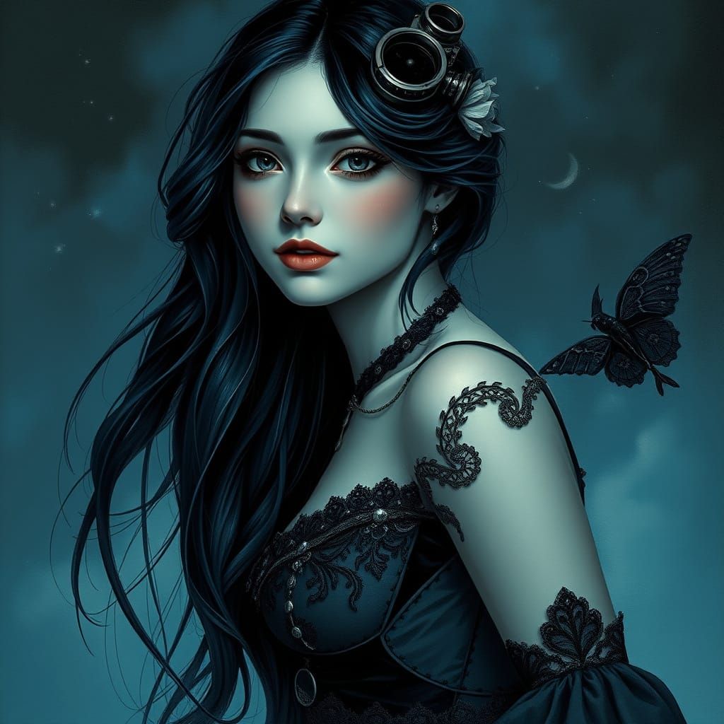 Ethereal Steampunk Beauty Radiates Mystical Glow